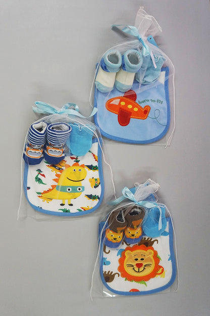 Bib, Mittens & Socks Gift Set (Blue)