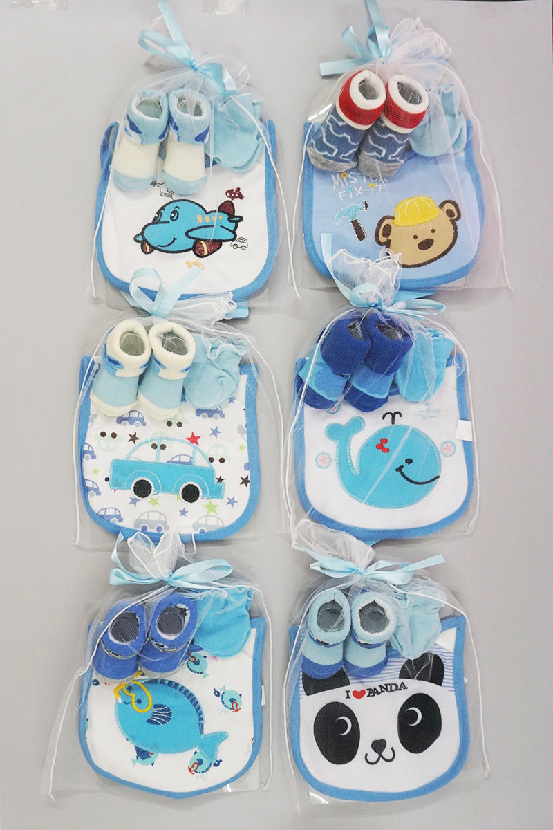 Bib, Mittens & Socks Gift Set (Blue)