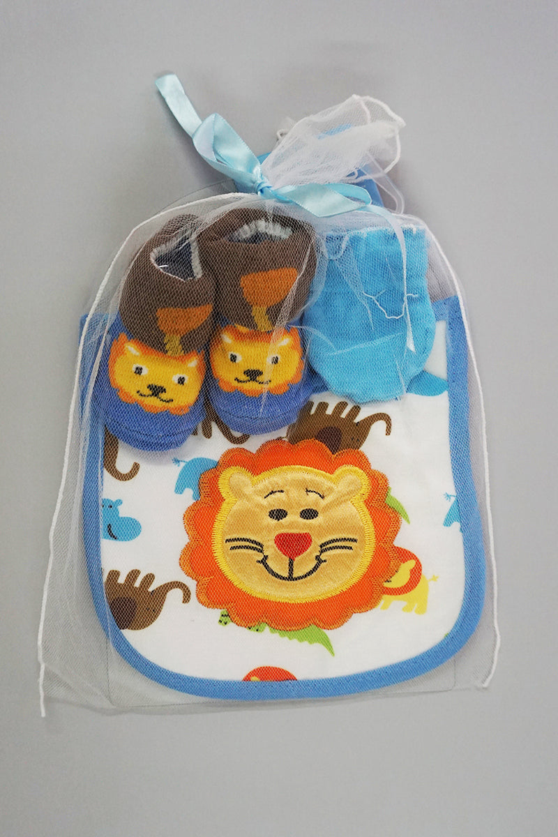 Bib, Mittens & Socks Gift Set (Blue)