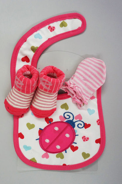 Bib, Mittens & Socks Gift Set (Pink)