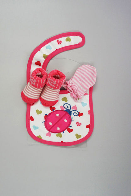 Bib, Mittens & Socks Gift Set (Pink)