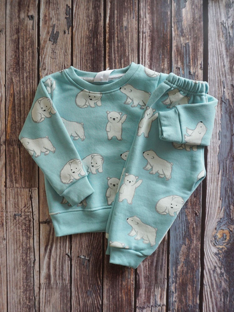 Blue Polar Bear Fleece Suit (2-3 Years)