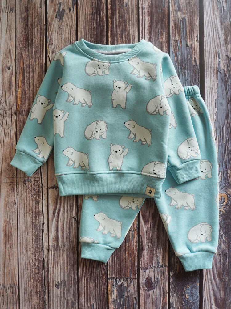 Blue Polar Bear Fleece Suit (2-3 Years)