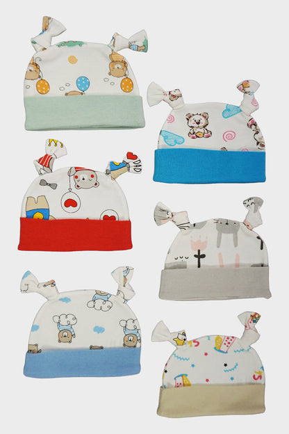 Pack of 2 Newborn Cotton Caps - Cartoon Prints