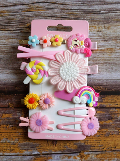 Set of 10 Assorted Hair Clips - Flower