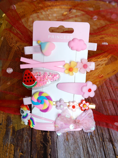 Set of 10 Assorted Hair Clips - Unicorn