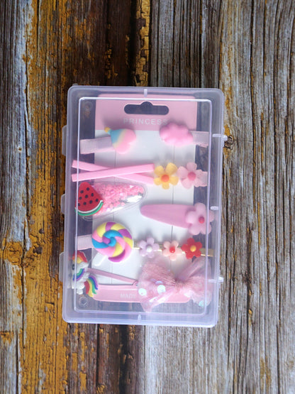 Set of 10 Assorted Hair Clips - Unicorn