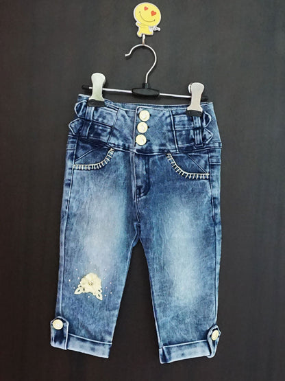 High Waist Denim Capri